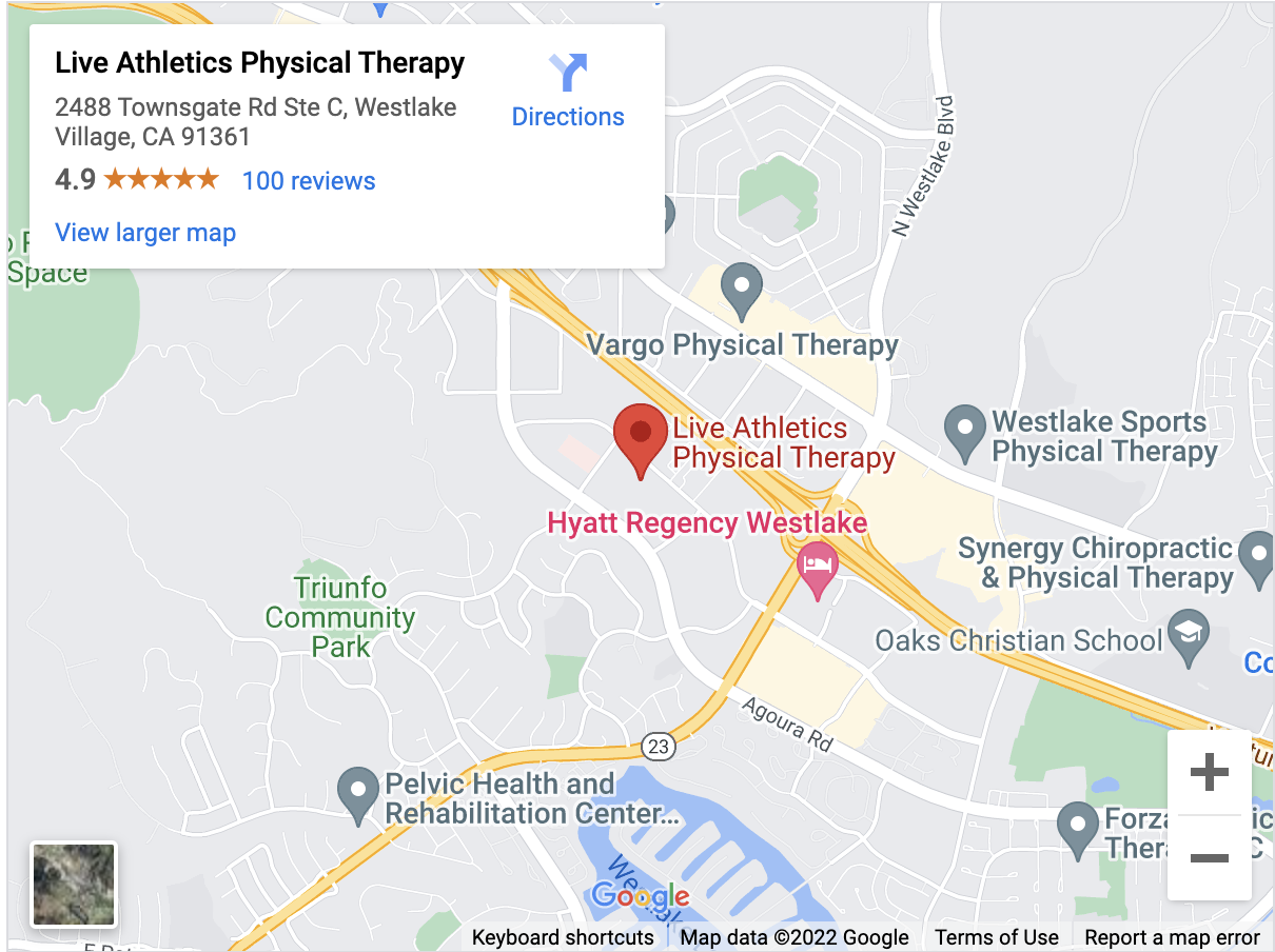 Live Athletics Physical Therapy Map